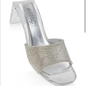 Silver and clear rhinestone slide sandals nwt size 11